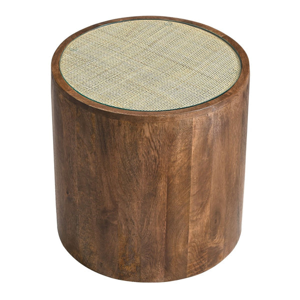 Modway Furniture Truett Round Wood Rattan Side Table - Stylish Mango Wood Accent Table for Living Room or Bedroom EEI-7085-WAL