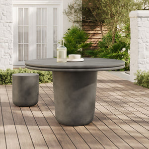 Modway Furniture Brion 48" Round Concrete Dining Table - Modern Indoor-Outdoor Design for Stylish Gatherings Gray EEI-7087-GRY
