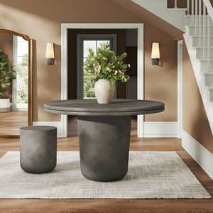 Modway Furniture Brion 48" Round Concrete Dining Table - Modern Indoor-Outdoor Design for Stylish Gatherings Gray EEI-7087-GRY