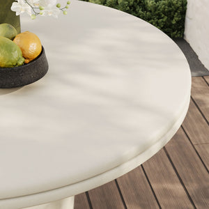 Modway Furniture Brion 48" Round Concrete Dining Table - Modern Indoor-Outdoor Design for Stylish Gatherings White EEI-7087-WHI