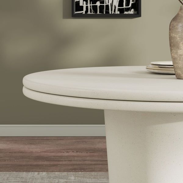 Modway Furniture Brion 48" Round Concrete Dining Table - Modern Indoor-Outdoor Design for Stylish Gatherings White EEI-7087-WHI