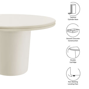 Modway Furniture Brion 48" Round Concrete Dining Table - Modern Indoor-Outdoor Design for Stylish Gatherings White EEI-7087-WHI