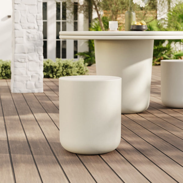 Modway Furniture Brion Indoor-Outdoor Concrete Stool by Modway – Modern Accent for Versatile Seating & Display Use White EEI-7088-WHI