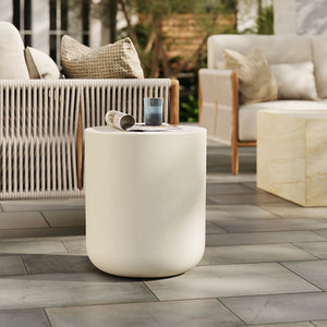 Modway Furniture Brion Indoor-Outdoor Concrete Stool by Modway – Modern Accent for Versatile Seating & Display Use White EEI-7088-WHI