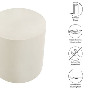 Modway Furniture Brion Indoor-Outdoor Concrete Stool by Modway – Modern Accent for Versatile Seating & Display Use White EEI-7088-WHI