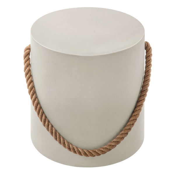 Modway Furniture Isera Indoor-Outdoor Concrete Stool with Rope Handle - Versatile Accent for Patio, Living Room & Garden EEI-7089-LGR