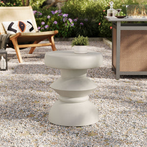 Modway Furniture Terza Modern Sculptural Concrete Side Table - Versatile Indoor/Outdoor Accent Table in Light Gray EEI-7090-LGR