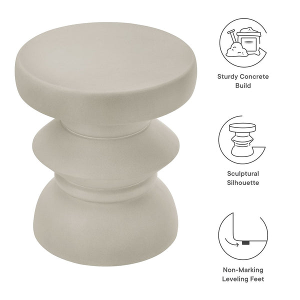 Modway Furniture Terza Modern Sculptural Concrete Side Table - Versatile Indoor/Outdoor Accent Table in Light Gray EEI-7090-LGR