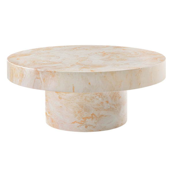 Modway Furniture Alora Indoor-Outdoor Concrete Round Coffee Table - Modern Minimalist Design for Stylish Living Spaces Honey Onyx EEI-7091-HYX