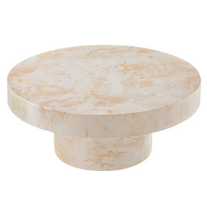 Modway Furniture Alora Indoor-Outdoor Concrete Round Coffee Table - Modern Minimalist Design for Stylish Living Spaces Honey Onyx EEI-7091-HYX