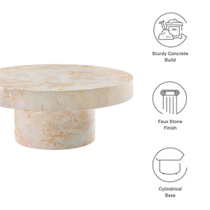 Modway Furniture Alora Indoor-Outdoor Concrete Round Coffee Table - Modern Minimalist Design for Stylish Living Spaces Honey Onyx EEI-7091-HYX