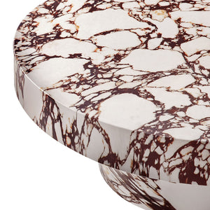 Modway Furniture Alora Indoor-Outdoor Concrete Round Coffee Table - Modern Minimalist Design for Stylish Living Spaces Red Marble EEI-7091-RED