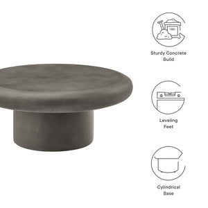 Modway Furniture Argos Indoor-Outdoor Concrete Round Coffee Table - Modern Minimalist Design for Any Space Gray EEI-7092-GRY