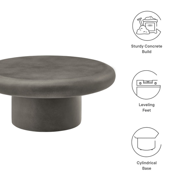 Modway Furniture Argos Indoor-Outdoor Concrete Round Coffee Table - Modern Minimalist Design for Any Space Gray EEI-7092-GRY