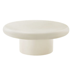 Modway Furniture Argos Indoor-Outdoor Concrete Round Coffee Table - Modern Minimalist Design for Any Space White EEI-7092-WHI