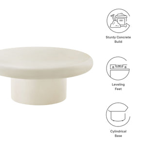 Modway Furniture Argos Indoor-Outdoor Concrete Round Coffee Table - Modern Minimalist Design for Any Space White EEI-7092-WHI