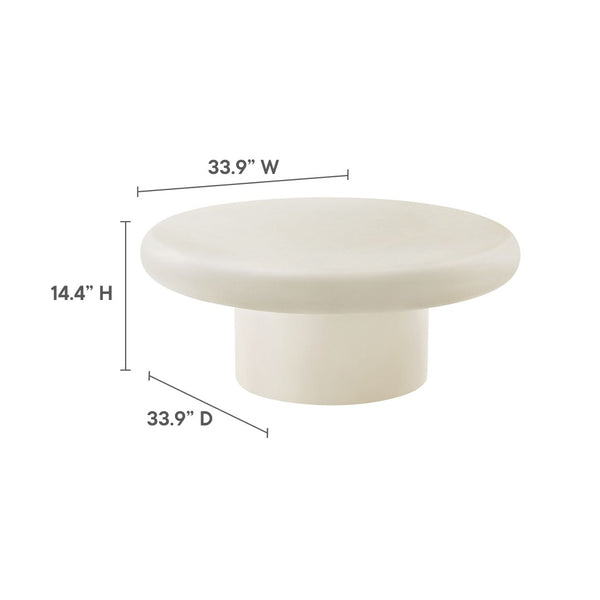 Modway Furniture Argos Indoor-Outdoor Concrete Round Coffee Table - Modern Minimalist Design for Any Space White EEI-7092-WHI