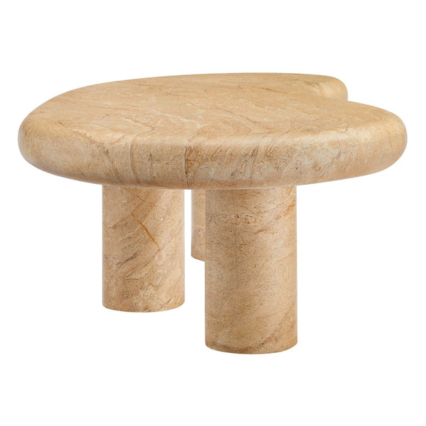 Modway Furniture Elowen Textured Faux Travertine Coffee Table – Modern Kidney-Shaped Centerpiece for Indoors & Outdoors EEI-7093-TRV