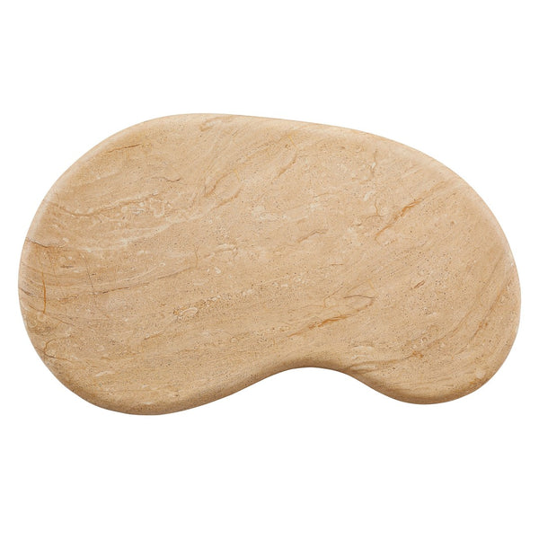 Modway Furniture Elowen Textured Faux Travertine Coffee Table – Modern Kidney-Shaped Centerpiece for Indoors & Outdoors EEI-7093-TRV