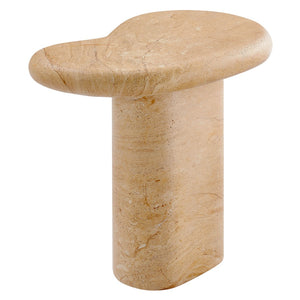 Modway Furniture Elowen Indoor-Outdoor Textured Faux Travertine Side Table - Modern Sculptural Accent for Any Space EEI-7094-TRV