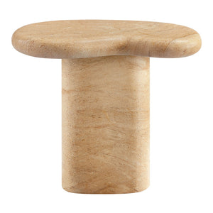 Modway Furniture Elowen Indoor-Outdoor Textured Faux Travertine Side Table - Modern Sculptural Accent for Any Space EEI-7094-TRV
