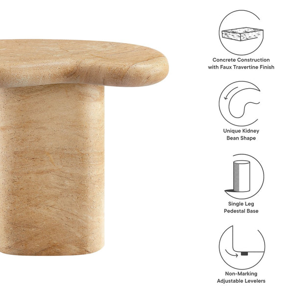 Modway Furniture Elowen Indoor-Outdoor Textured Faux Travertine Side Table - Modern Sculptural Accent for Any Space EEI-7094-TRV