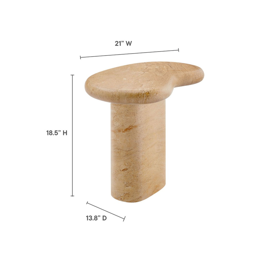 Modway Furniture Elowen Indoor-Outdoor Textured Faux Travertine Side Table - Modern Sculptural Accent for Any Space EEI-7094-TRV