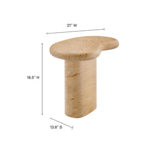 Modway Furniture Elowen Indoor-Outdoor Textured Faux Travertine Side Table - Modern Sculptural Accent for Any Space EEI-7094-TRV