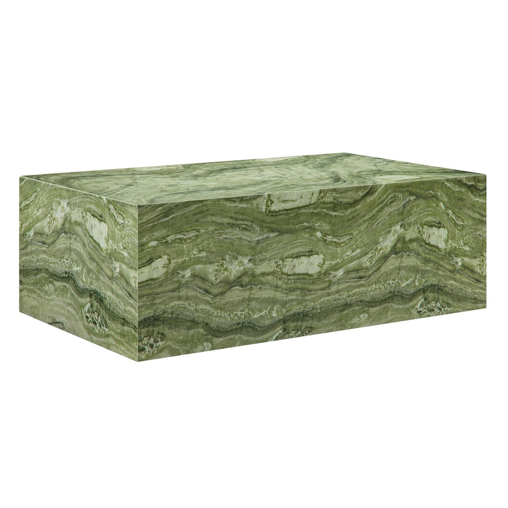 Modway Furniture Jordana Square Plinth Concrete Coffee Table - Modern Indoor-Outdoor Accent for Stylish Living Spaces Green Marble EEI-7095-GRN