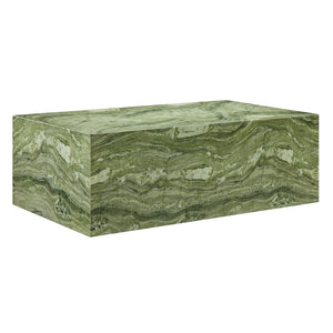 Modway Furniture Jordana Square Plinth Concrete Coffee Table - Modern Indoor-Outdoor Accent for Stylish Living Spaces Green Marble EEI-7095-GRN
