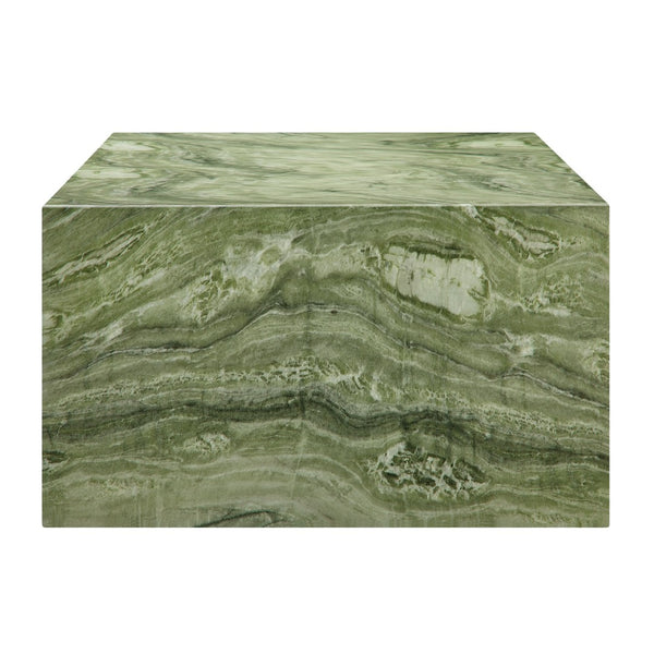 Modway Furniture Jordana Square Plinth Concrete Coffee Table - Modern Indoor-Outdoor Accent for Stylish Living Spaces Green Marble EEI-7095-GRN