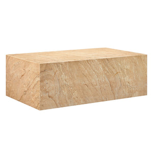 Modway Furniture Jordana Square Plinth Concrete Coffee Table - Modern Indoor-Outdoor Accent for Stylish Living Spaces Travertine EEI-7095-TRV