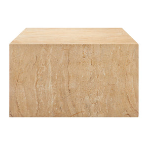 Modway Furniture Jordana Square Plinth Concrete Coffee Table - Modern Indoor-Outdoor Accent for Stylish Living Spaces Travertine EEI-7095-TRV