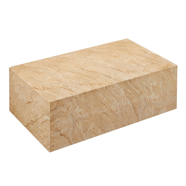 Modway Furniture Jordana Square Plinth Concrete Coffee Table - Modern Indoor-Outdoor Accent for Stylish Living Spaces Travertine EEI-7095-TRV