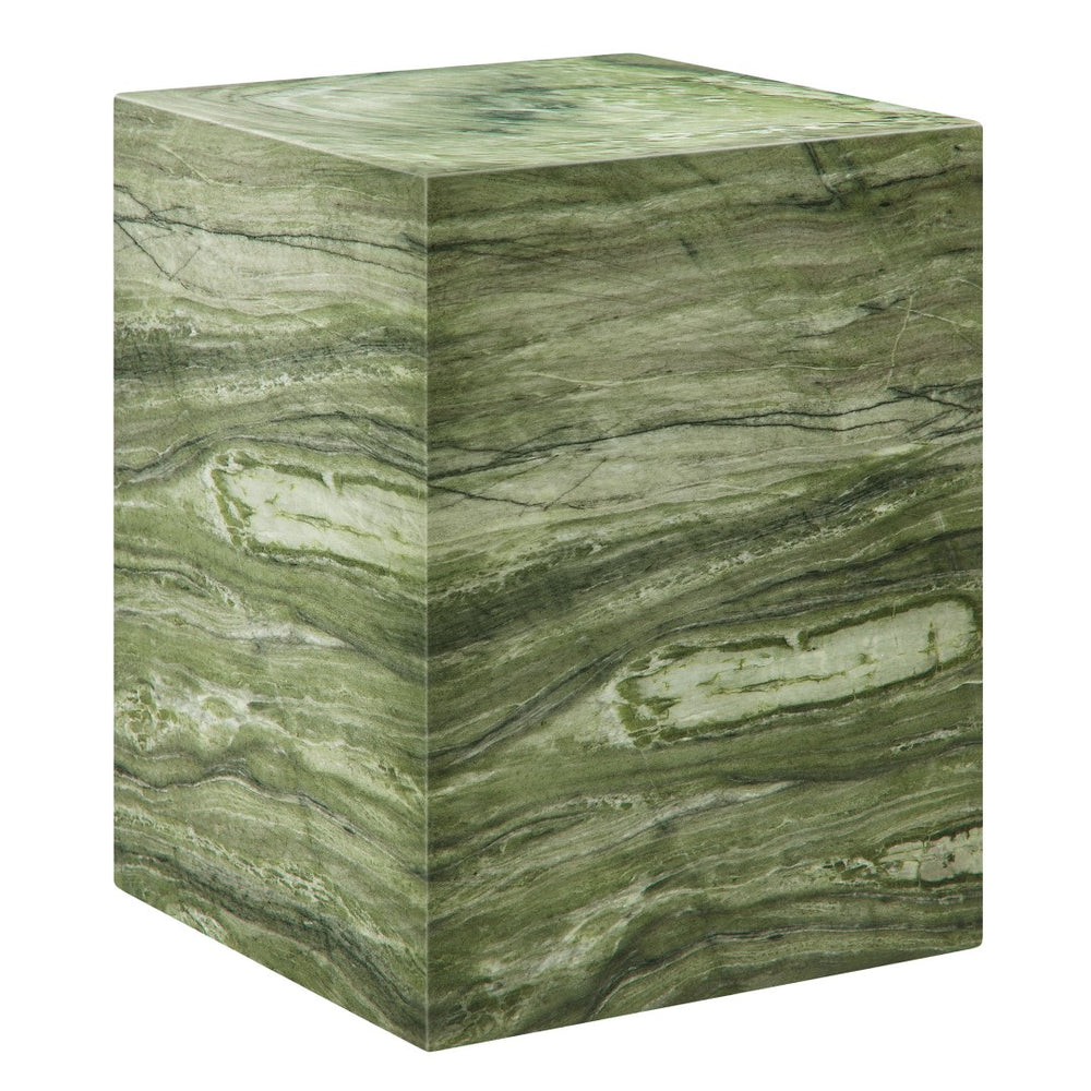 Modway Furniture Jordana Square Plinth Concrete Side Table - Modern Indoor-Outdoor Minimalist Design for Any Space Green Marble EEI-7096-GRN