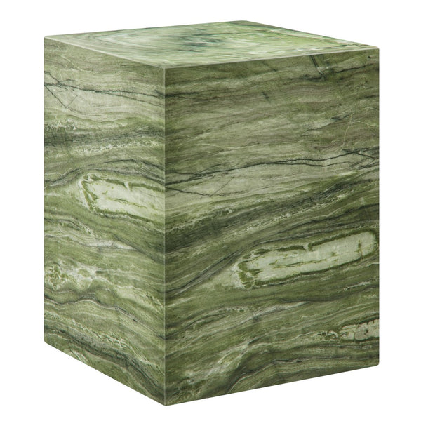 Modway Furniture Jordana Square Plinth Concrete Side Table - Modern Indoor-Outdoor Minimalist Design for Any Space Green Marble EEI-7096-GRN