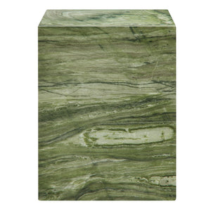 Modway Furniture Jordana Square Plinth Concrete Side Table - Modern Indoor-Outdoor Minimalist Design for Any Space Green Marble EEI-7096-GRN