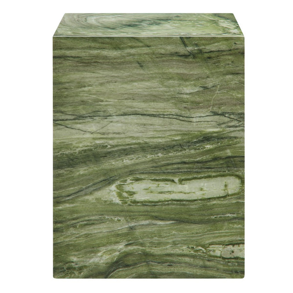 Modway Furniture Jordana Square Plinth Concrete Side Table - Modern Indoor-Outdoor Minimalist Design for Any Space Green Marble EEI-7096-GRN