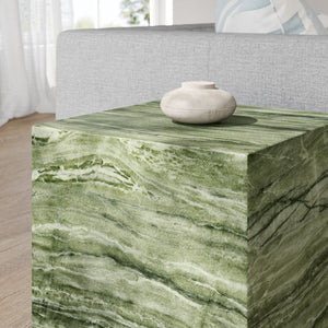 Modway Furniture Jordana Square Plinth Concrete Side Table - Modern Indoor-Outdoor Minimalist Design for Any Space Green Marble EEI-7096-GRN