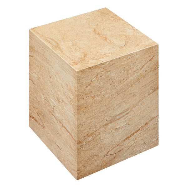 Modway Furniture Jordana Square Plinth Concrete Side Table - Modern Indoor-Outdoor Minimalist Design for Any Space Travertine EEI-7096-TRV