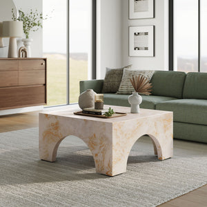 Modway Furniture Valen Indoor-Outdoor Arched Concrete Coffee Table by Modway - Stylish, Durable, and Chic Centerpiece Honey Onyx EEI-7097-HYX
