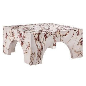 Modway Furniture Valen Indoor-Outdoor Arched Concrete Coffee Table by Modway - Stylish, Durable, and Chic Centerpiece Red Marble EEI-7097-RED