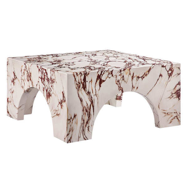 Modway Furniture Valen Indoor-Outdoor Arched Concrete Coffee Table by Modway - Stylish, Durable, and Chic Centerpiece Red Marble EEI-7097-RED
