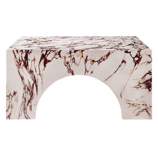 Modway Furniture Valen Indoor-Outdoor Arched Concrete Coffee Table by Modway - Stylish, Durable, and Chic Centerpiece Red Marble EEI-7097-RED