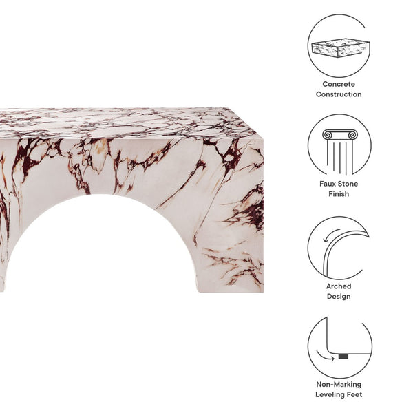 Modway Furniture Valen Indoor-Outdoor Arched Concrete Coffee Table by Modway - Stylish, Durable, and Chic Centerpiece Red Marble EEI-7097-RED