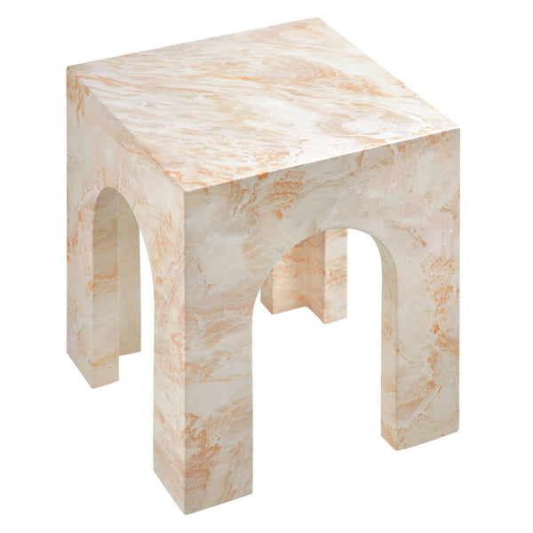 Modway Furniture Valen Square Indoor-Outdoor Concrete Side Table - Stylish Arched Design for Home and Patio Use Honey Onyx EEI-7098-HYX