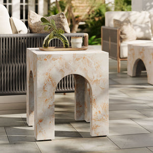 Modway Furniture Valen Square Indoor-Outdoor Concrete Side Table - Stylish Arched Design for Home and Patio Use Honey Onyx EEI-7098-HYX