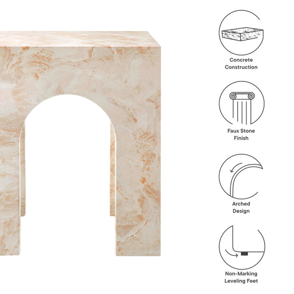 Modway Furniture Valen Square Indoor-Outdoor Concrete Side Table - Stylish Arched Design for Home and Patio Use Honey Onyx EEI-7098-HYX