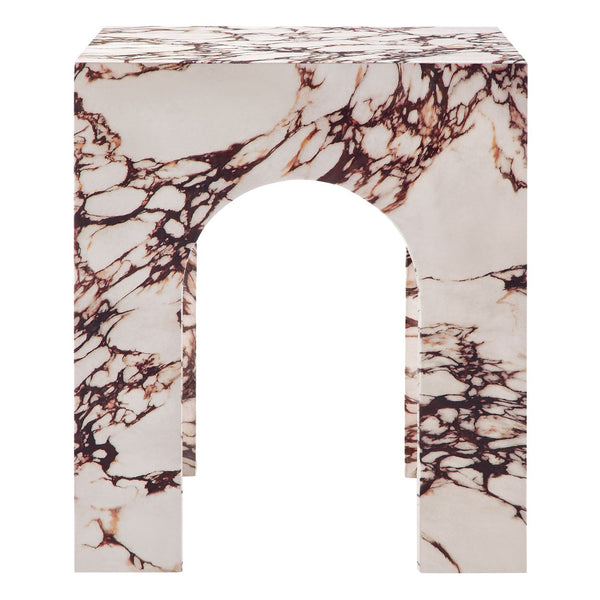 Modway Furniture Valen Square Indoor-Outdoor Concrete Side Table - Stylish Arched Design for Home and Patio Use Red Marble EEI-7098-RED