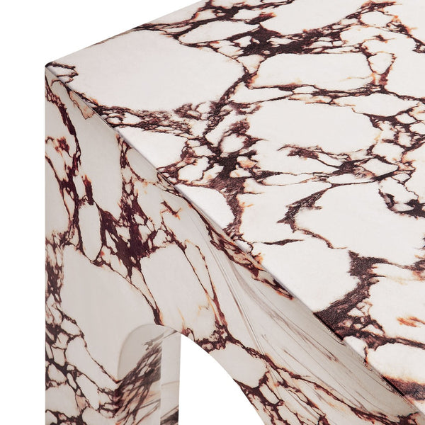 Modway Furniture Valen Square Indoor-Outdoor Concrete Side Table - Stylish Arched Design for Home and Patio Use Red Marble EEI-7098-RED